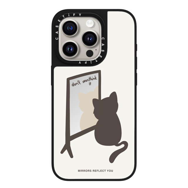 Mirrors Reflect You x CASETiFY iPhone 15 Pro Case Silver on Black ミラーケース MagSafe対応 overthinking cat Mirrors Reflect You x CASETiFY iPhone 15 Pro Case Silver on Black ミラーケース MagSafe対応 overthinking cat