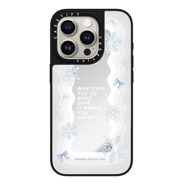 Mirrors Reflect You x CASETiFY iPhone 15 Pro ケース Silver on Black ミラーケース MagSafe対応 First Snow