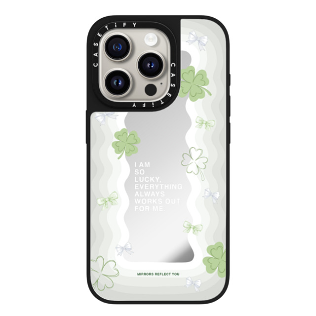 Mirrors Reflect You x CASETiFY iPhone 15 Pro Case Silver on Black ミラーケース MagSafe対応 Lucky Girl Mirrors Reflect You x CASETiFY iPhone 15 Pro Case Silver on Black ミラーケース MagSafe対応 Lucky Girl