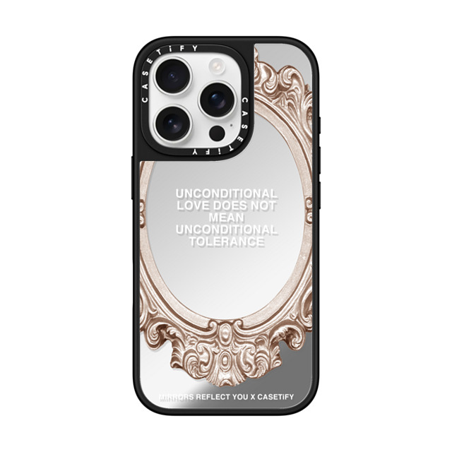 Mirrors Reflect You x CASETiFY iPhone 16 Pro ケース Quote,Typography Silver on Black ミラーケース MagSafe対応 Unconditional. Father's Day Mirrors Reflect You x CASETiFY iPhone 16 Pro ケース Quote,Typography Silver on Black ミラーケース MagSafe対応 Unconditional. Father's Day
