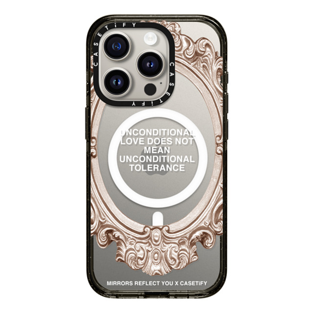 Mirrors Reflect You x CASETiFY iPhone 15 Pro ケース Quote,Typography ブラック インパクトケース MagSafe対応 Unconditional. Father's Day Mirrors Reflect You x CASETiFY iPhone 15 Pro ケース Quote,Typography ブラック インパクトケース MagSafe対応 Unconditional. Father's Day