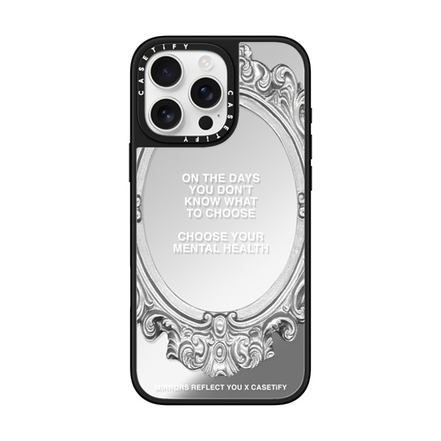 Mirrors Reflect You x CASETiFY iPhone 16 Pro Max ケース Quote,Typography Silver on Black ミラーケース MagSafe対応 Choose Your Mental Health Father's Day Mirrors Reflect You x CASETiFY iPhone 16 Pro Max ケース Quote,Typography Silver on Black ミラーケース MagSafe対応 Choose Your Mental Health Father's Day