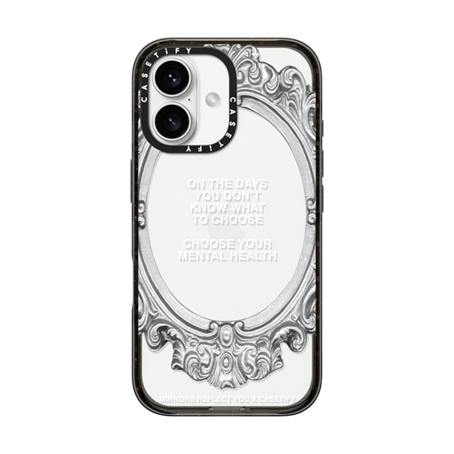 Mirrors Reflect You x CASETiFY iPhone 16 ケース Quote,Typography ブラック インパクトケース Choose Your Mental Health Father's Day Mirrors Reflect You x CASETiFY iPhone 16 ケース Quote,Typography ブラック インパクトケース Choose Your Mental Health Father's Day