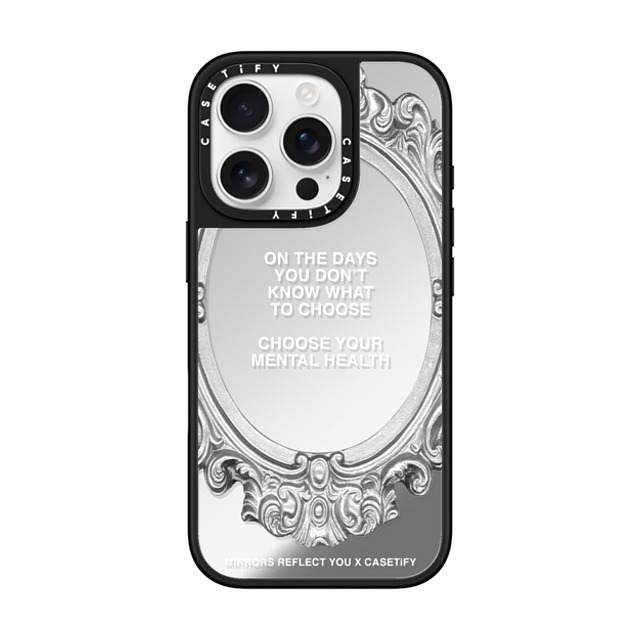 Mirrors Reflect You x CASETiFY iPhone 16 Pro ケース Quote,Typography Silver on Black ミラーケース MagSafe対応 Choose Your Mental Health Father's Day Mirrors Reflect You x CASETiFY iPhone 16 Pro ケース Quote,Typography Silver on Black ミラーケース MagSafe対応 Choose Your Mental Health Father's Day