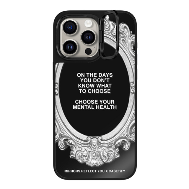 Mirrors Reflect You x CASETiFY iPhone 15 Pro Max ケース Quote,Typography Black on Black ミラー リングスタンドケース MagSafe対応 Choose Your Mental Health Father's Day Mirrors Reflect You x CASETiFY iPhone 15 Pro Max ケース Quote,Typography Black on Black ミラー リングスタンドケース MagSafe対応 Choose Your Mental Health Father's Day