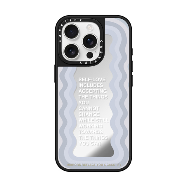 Mirrors Reflect You x CASETiFY iPhone 16 Pro ケース Silver on Black ミラーケース MagSafe対応 Self-Love