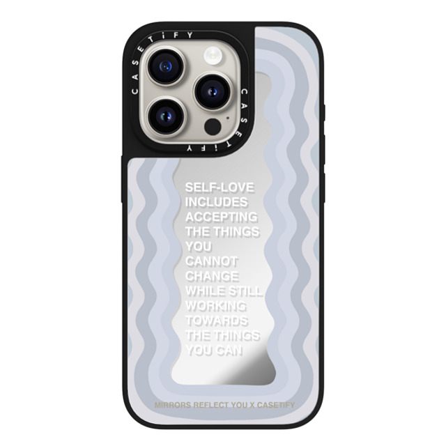 Mirrors Reflect You x CASETiFY iPhone 15 Pro Case Silver on Black ミラーケース MagSafe対応 Self-Love Mirrors Reflect You x CASETiFY iPhone 15 Pro Case Silver on Black ミラーケース MagSafe対応 Self-Love