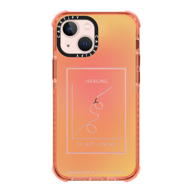 Mirrors Reflect You x CASETiFY iPhone 13 Mini Case Summer,Quote Peach ウルトラインパクトケース Healing Is Not Linear Mother's Day Mirrors Reflect You x CASETiFY iPhone 13 Mini Case Summer,Quote Peach ウルトラインパクトケース Healing Is Not Linear Mother's Day