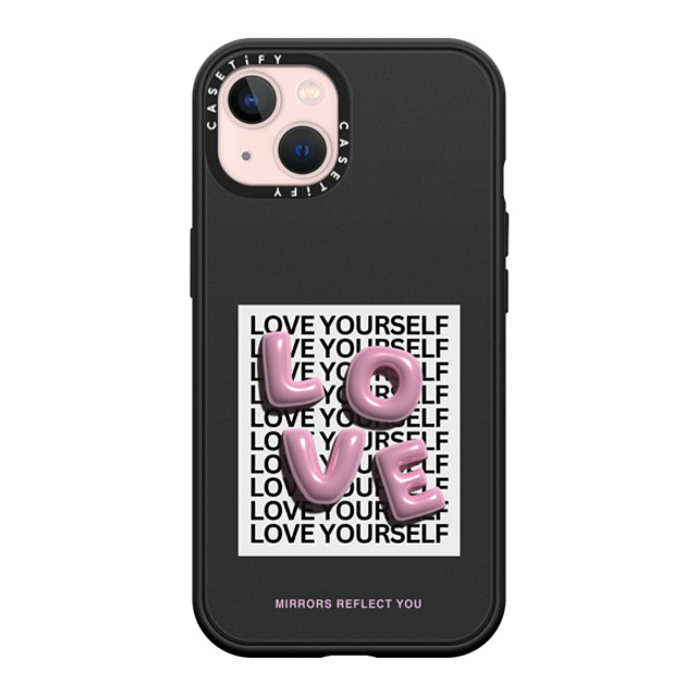 Mirrors Reflect You x CASETiFY iPhone 13 ケース マットブラック インパクトケース MagSafe対応 LOVE