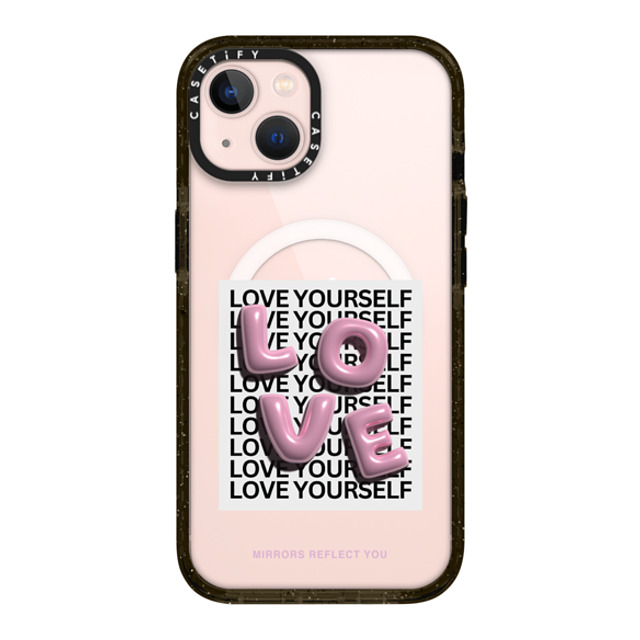 Mirrors Reflect You x CASETiFY iPhone 13 ケース ブラック インパクトケース MagSafe対応 LOVE