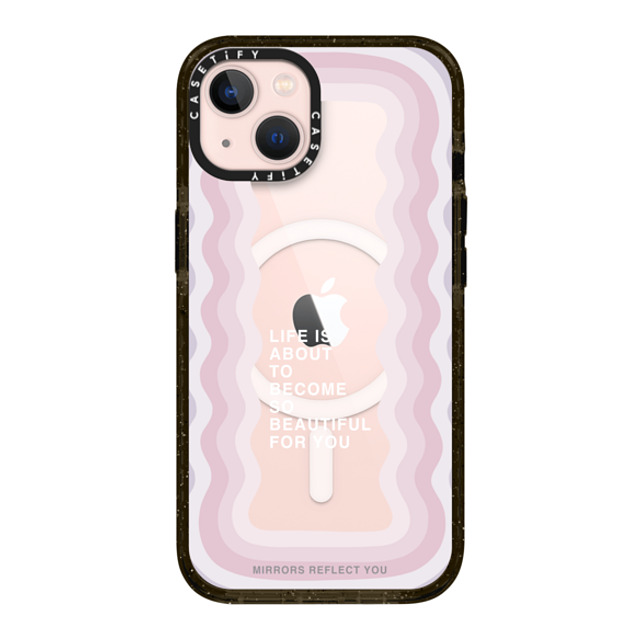 Mirrors Reflect You x CASETiFY iPhone 13 ケース ブラック インパクトケース MagSafe対応 life is beautiful