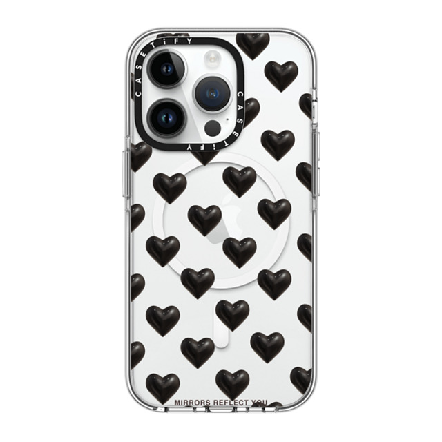 Mirrors Reflect You x CASETiFY iPhone 14 Pro ケース クリア クリア ケース MagSafe対応 black hearts