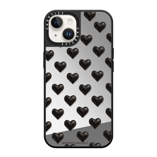 Mirrors Reflect You x CASETiFY iPhone 14 ケース Silver on Black ミラーケース MagSafe対応 black hearts