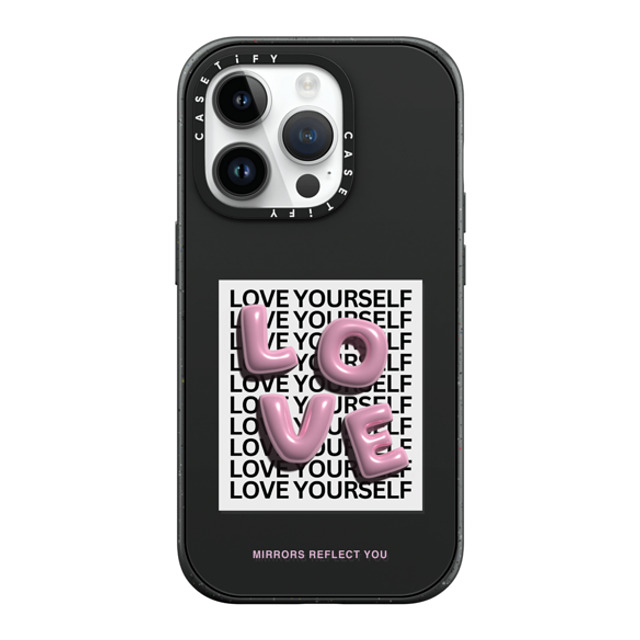 Mirrors Reflect You x CASETiFY iPhone 14 Pro ケース マットブラック インパクトケース MagSafe対応 LOVE