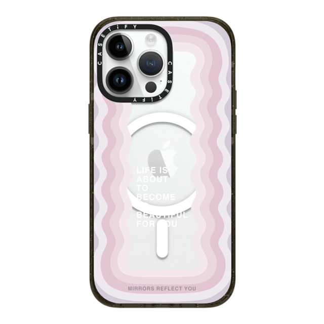 Mirrors Reflect You x CASETiFY iPhone 14 Pro Max ケース ブラック インパクトケース MagSafe対応 life is beautiful