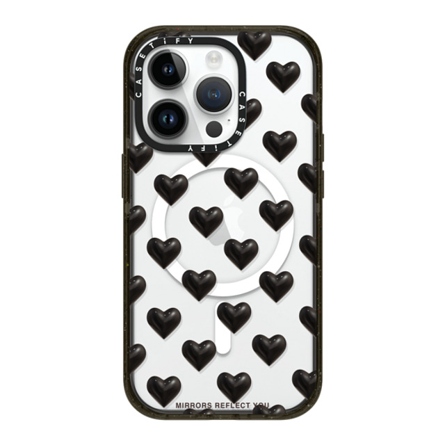 Mirrors Reflect You x CASETiFY iPhone 14 Pro ケース ブラック インパクトケース MagSafe対応 black hearts