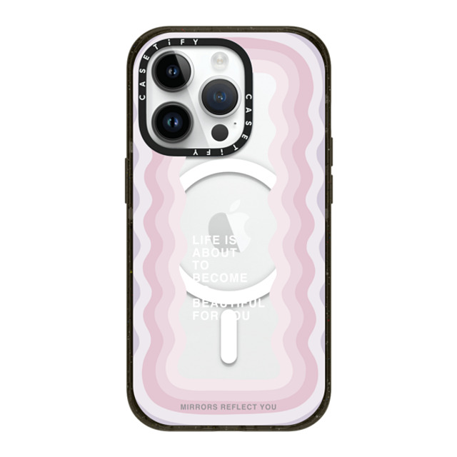 Mirrors Reflect You x CASETiFY iPhone 14 Pro ケース ブラック インパクトケース MagSafe対応 life is beautiful