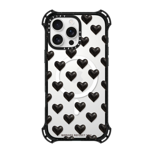 Mirrors Reflect You x CASETiFY iPhone 16 Pro Max ケース ブラック バウンスケース black hearts