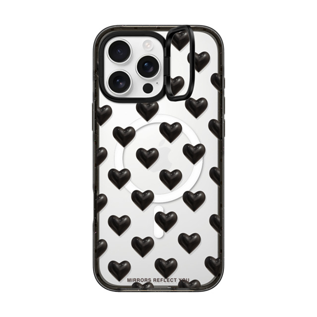 Mirrors Reflect You x CASETiFY iPhone 16 Pro Max ケース ブラック インパクトリングスタンドケース MagSafe対応 black hearts