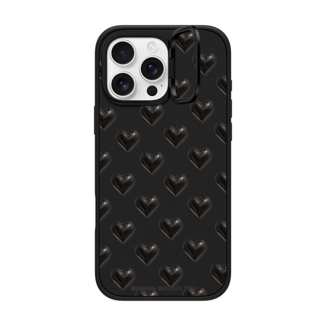 Mirrors Reflect You x CASETiFY iPhone 16 Pro Max ケース マットブラック インパクトリングスタンドケース MagSafe対応 black hearts