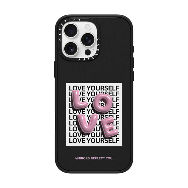 Mirrors Reflect You x CASETiFY iPhone 16 Pro Max ケース マットブラック インパクトケース MagSafe対応 LOVE