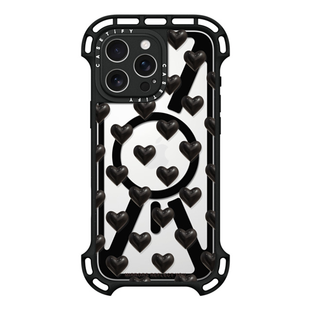 Mirrors Reflect You x CASETiFY iPhone 16 Pro Max ケース ブラック ウルトラ バウンスケース MagSafe対応 black hearts