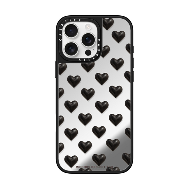 Mirrors Reflect You x CASETiFY iPhone 16 Pro Max ケース Silver on Black ミラーケース MagSafe対応 black hearts