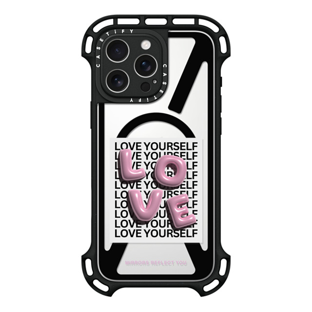 Mirrors Reflect You x CASETiFY iPhone 16 Pro Max ケース ブラック ウルトラ バウンスケース MagSafe対応 LOVE