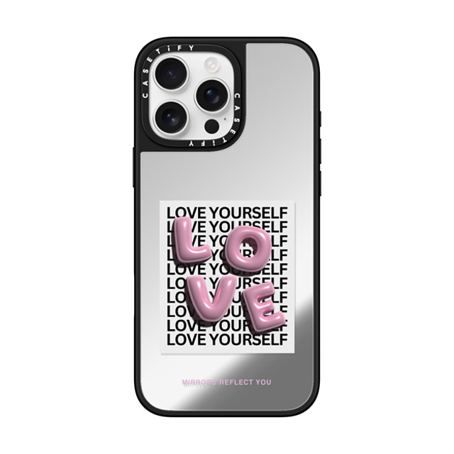 Mirrors Reflect You x CASETiFY iPhone 16 Pro Max ケース Silver on Black ミラーケース MagSafe対応 LOVE