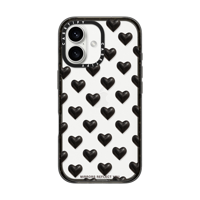 Mirrors Reflect You x CASETiFY iPhone 16 ケース ブラック インパクトケース black hearts