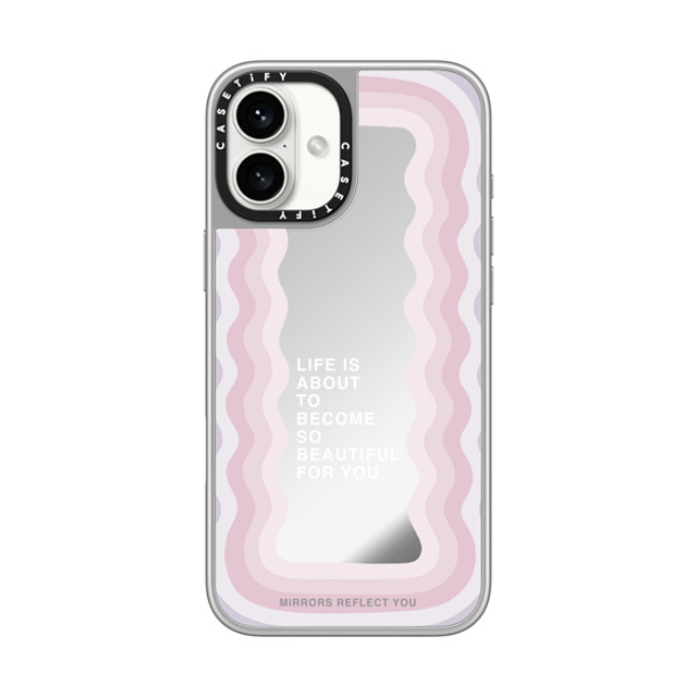 Mirrors Reflect You x CASETiFY iPhone 16 Plus ケース シルバー (シルバーバンパー) ミラーケース MagSafe対応 life is beautiful