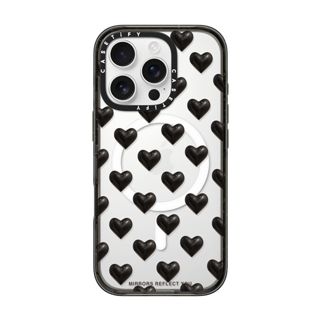 Mirrors Reflect You x CASETiFY iPhone 16 Pro ケース ブラック インパクトケース MagSafe対応 black hearts