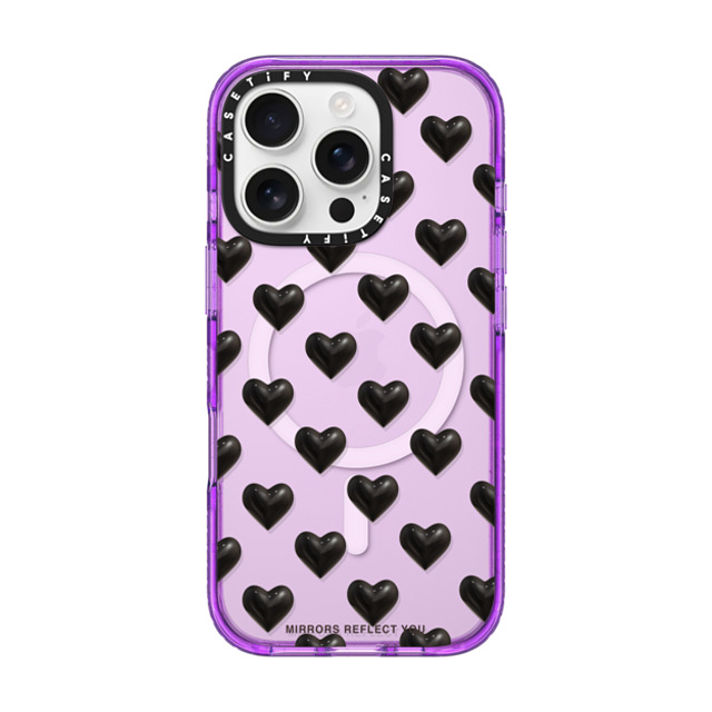 Mirrors Reflect You x CASETiFY iPhone 16 Pro ケース パープル インパクトケース MagSafe対応 black hearts