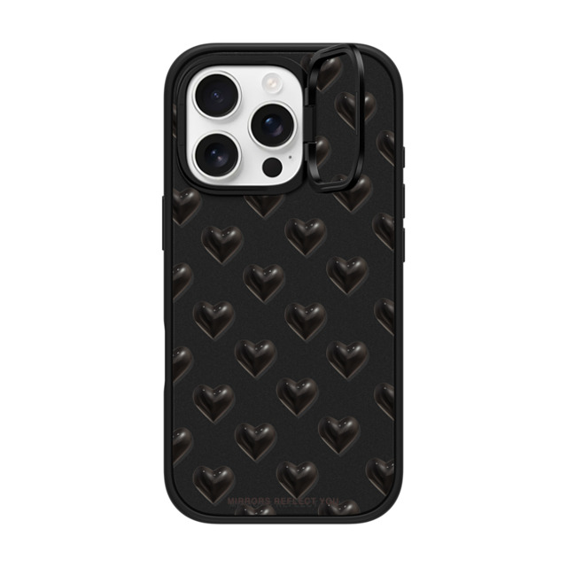 Mirrors Reflect You x CASETiFY iPhone 16 Pro ケース マットブラック インパクトリングスタンドケース MagSafe対応 black hearts