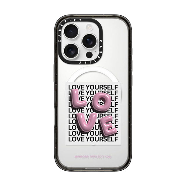 Mirrors Reflect You x CASETiFY iPhone 16 Pro ケース ブラック インパクトケース MagSafe対応 LOVE