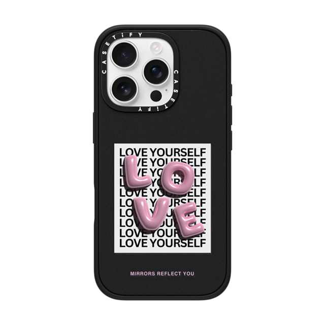 Mirrors Reflect You x CASETiFY iPhone 16 Pro ケース マットブラック インパクトケース MagSafe対応 LOVE