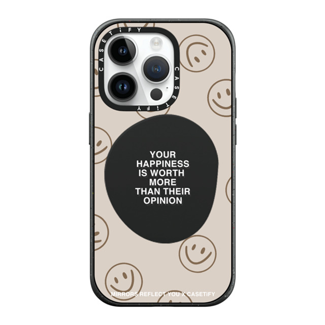 Mirrors Reflect You x CASETiFY iPhone 14 Pro ケース マットブラック インパクトケース MagSafe対応 Happiness For What It's Worth