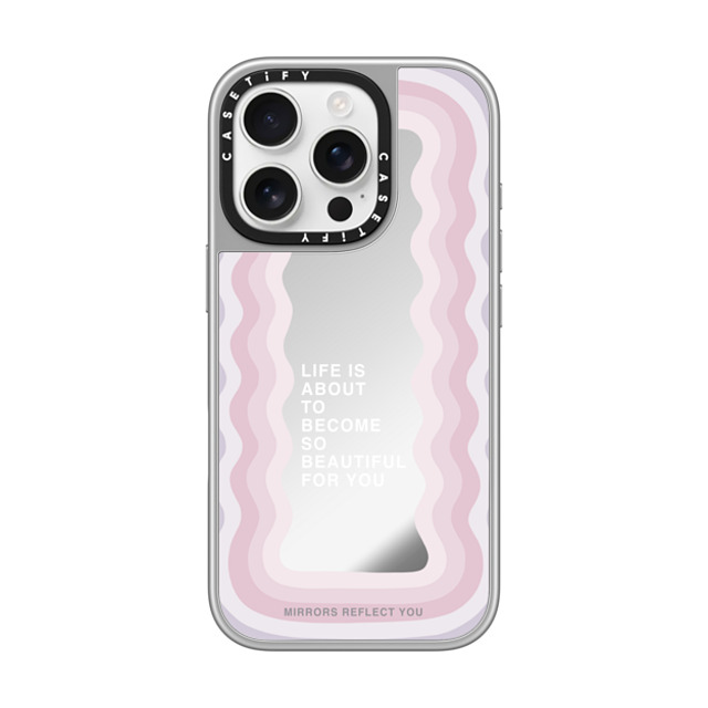 Mirrors Reflect You x CASETiFY iPhone 16 Pro ケース シルバー (シルバーバンパー) ミラーケース MagSafe対応 life is beautiful