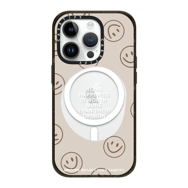 Mirrors Reflect You x CASETiFY iPhone 14 Pro ケース ブラック インパクトケース MagSafe対応 Happiness For What It's Worth