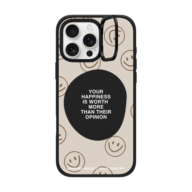 Mirrors Reflect You x CASETiFY iPhone 16 Pro Max ケース マットブラック インパクトリングスタンドケース MagSafe対応 Happiness For What It's Worth