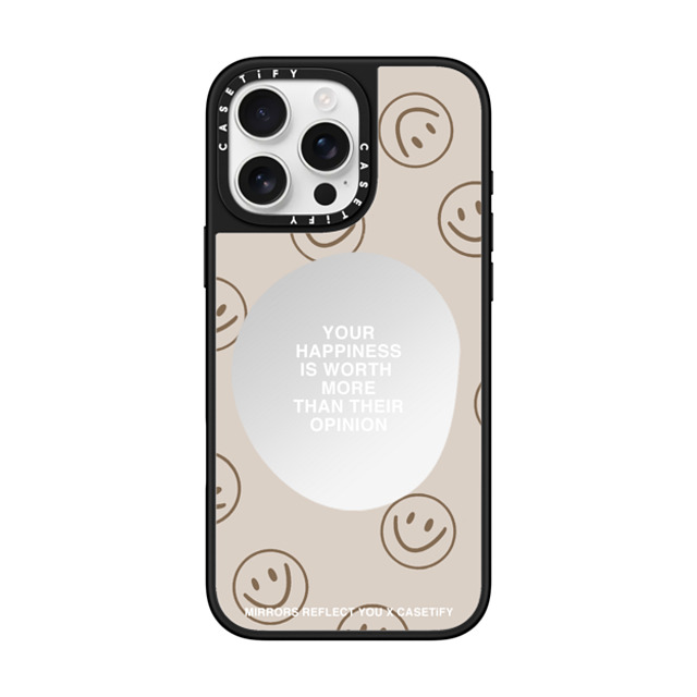 Mirrors Reflect You x CASETiFY iPhone 16 Pro Max ケース Silver on Black ミラーケース MagSafe対応 Happiness For What It's Worth