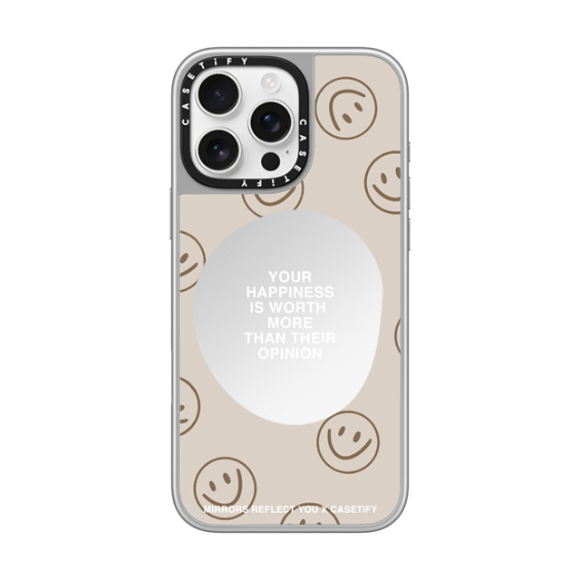 Mirrors Reflect You x CASETiFY iPhone 16 Pro Max ケース シルバー (シルバーバンパー) ミラーケース MagSafe対応 Happiness For What It's Worth