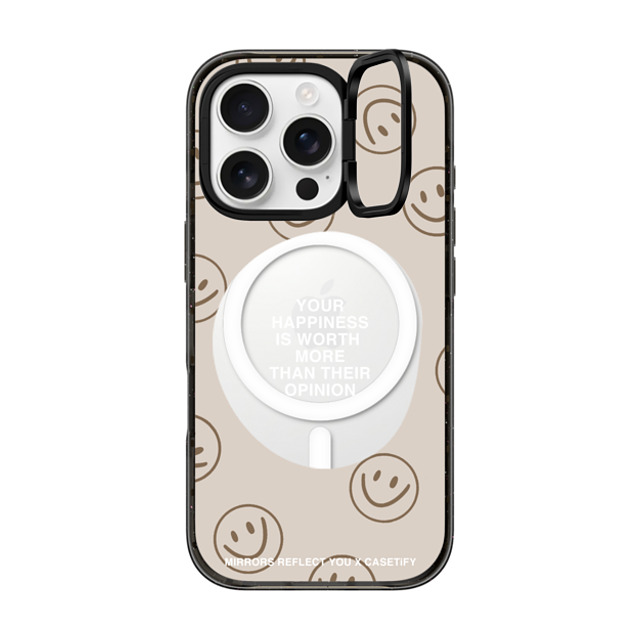 Mirrors Reflect You x CASETiFY iPhone 16 Pro ケース ブラック インパクトリングスタンドケース MagSafe対応 Happiness For What It's Worth