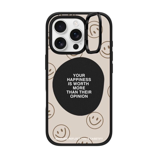 Mirrors Reflect You x CASETiFY iPhone 16 Pro ケース マットブラック インパクトリングスタンドケース MagSafe対応 Happiness For What It's Worth