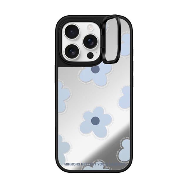 Mirrors Reflect You x CASETiFY iPhone 16 Pro ケース Silver on Black ミラー リングスタンドケース MagSafe対応 I Hope