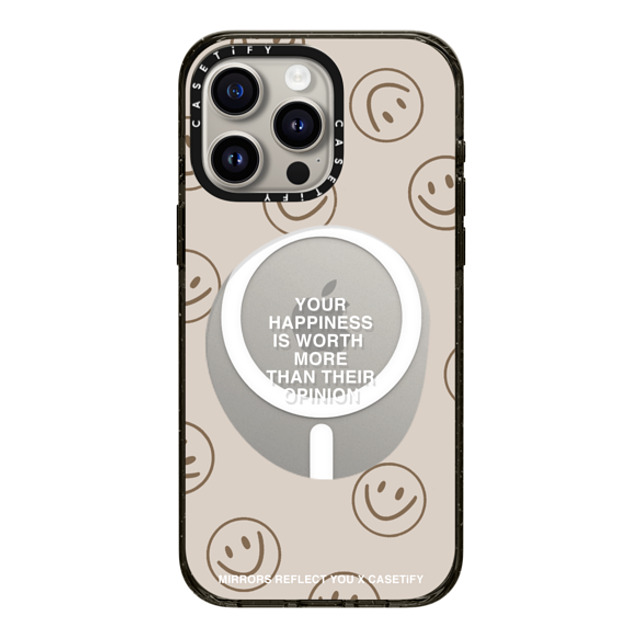 Mirrors Reflect You x CASETiFY iPhone 15 Pro Max ケース ブラック インパクトケース MagSafe対応 Happiness For What It's Worth