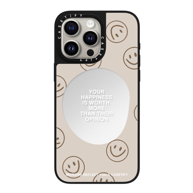 Mirrors Reflect You x CASETiFY iPhone 15 Pro Max ケース Silver on Black ミラーケース MagSafe対応 Happiness For What It's Worth