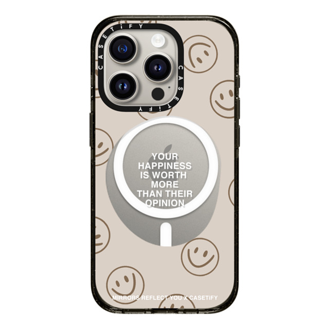 Mirrors Reflect You x CASETiFY iPhone 15 Pro ケース ブラック インパクトケース MagSafe対応 Happiness For What It's Worth