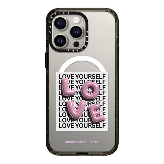 Mirrors Reflect You x CASETiFY iPhone 15 Pro Max ケース ブラック インパクトケース MagSafe対応 LOVE