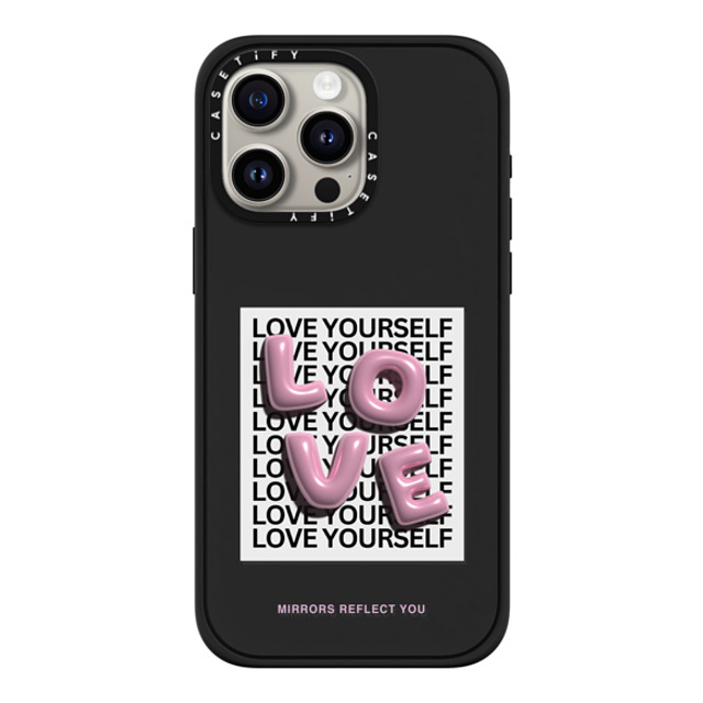 Mirrors Reflect You x CASETiFY iPhone 15 Pro Max ケース マットブラック インパクトケース MagSafe対応 LOVE